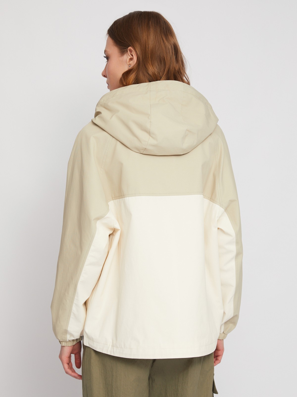 Куртка-ветровка на молнии с капюшоном zolla 024215661164, цвет хаки, размер XS - фото 6