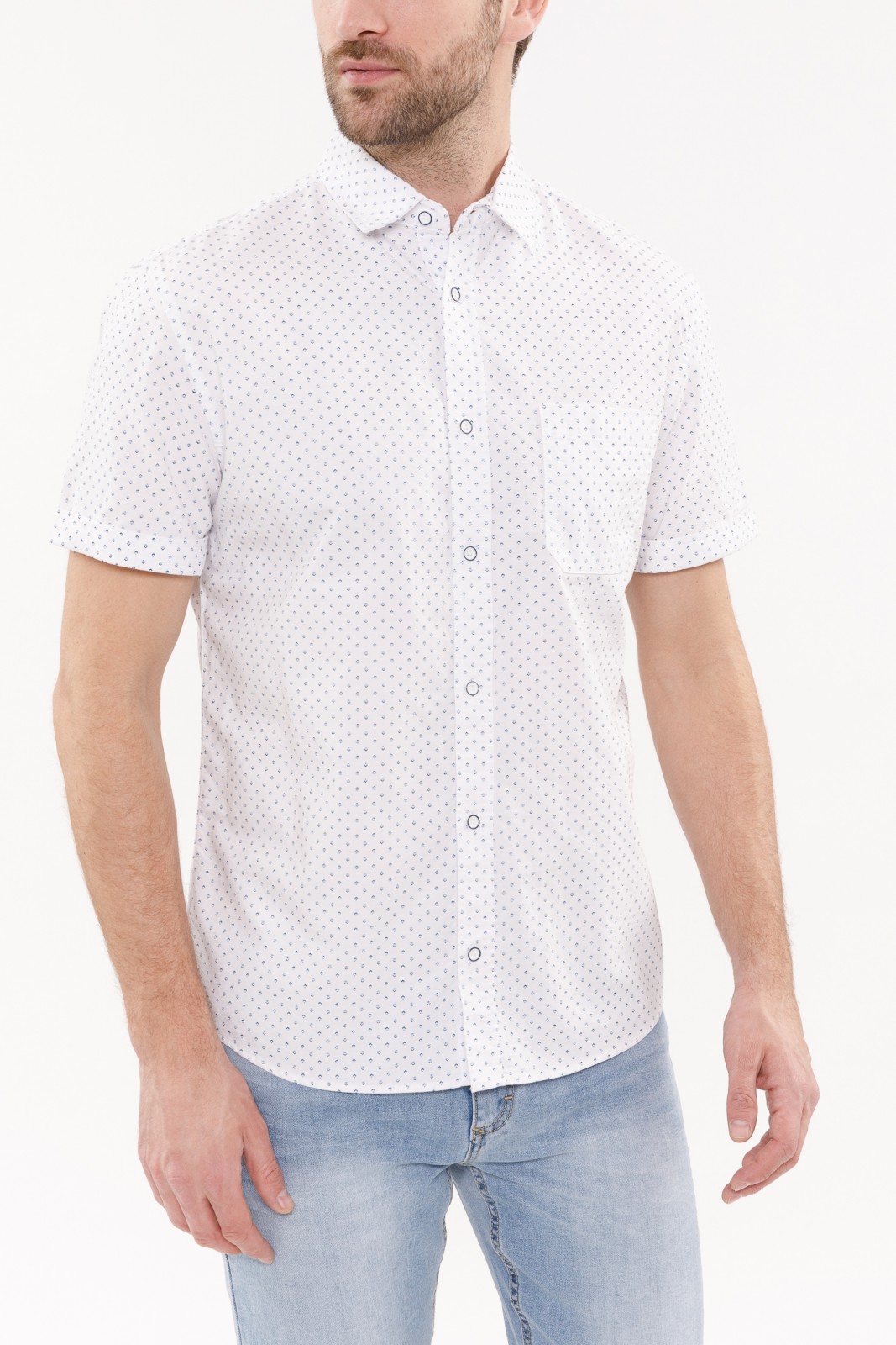 Рубашка с  короткими рукавами zolla 010232259211, цвет белый, размер S