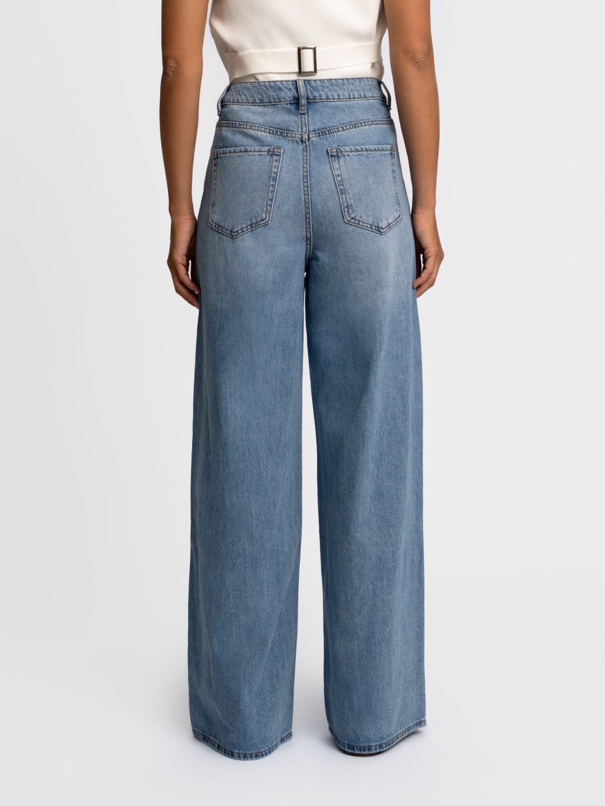 Джинсы силуэта палаццо из хлопка
