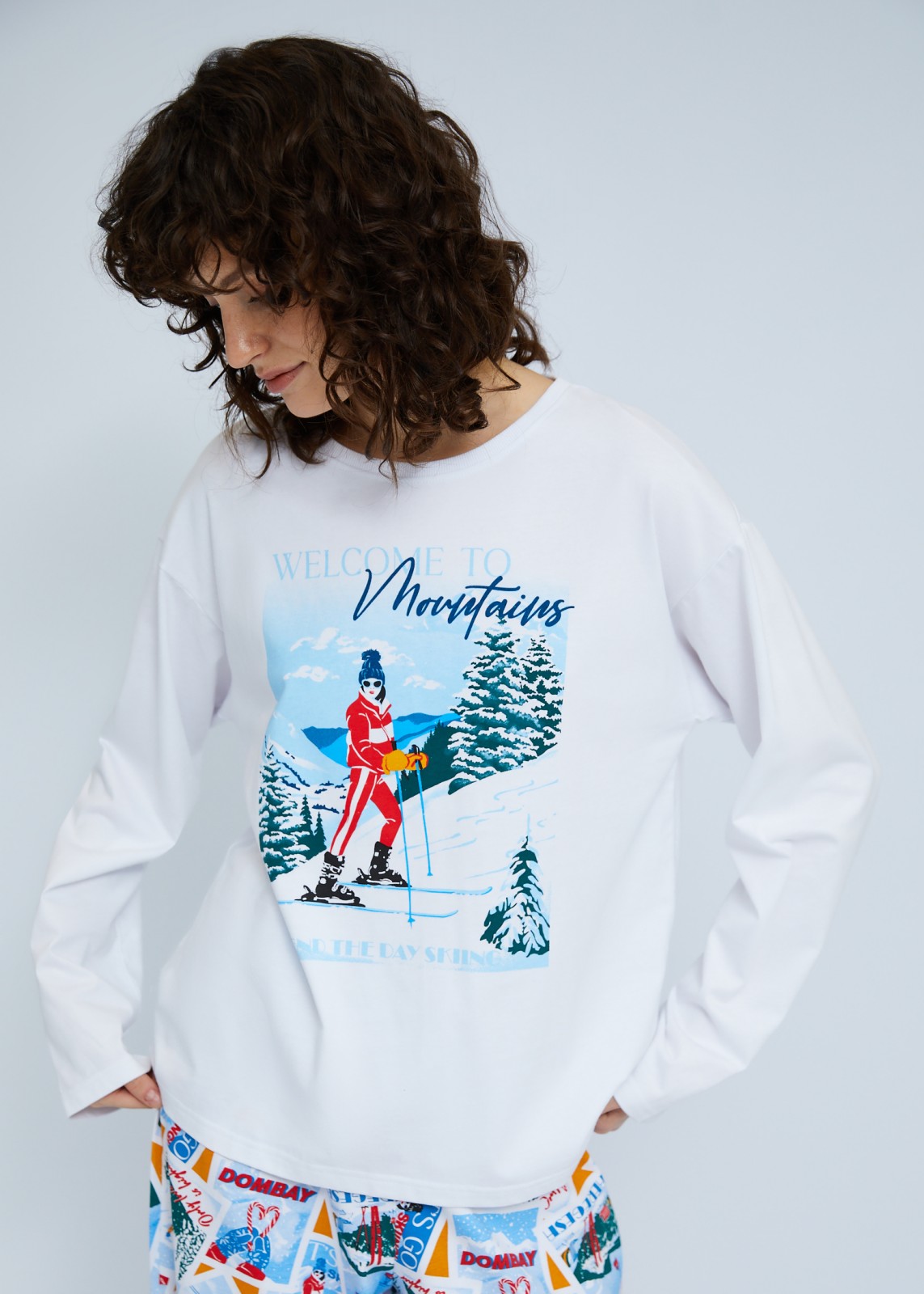 Домашний пижамный комплект из хлопка (свитшот и штаны)