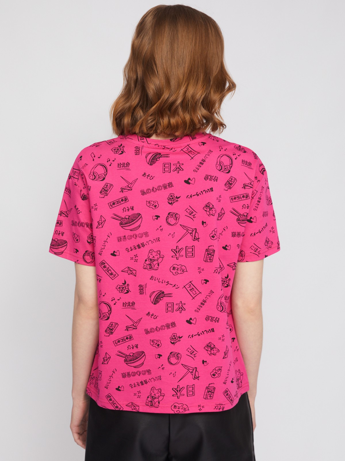 Футболка из хлопка с коротким рукавом и принтом