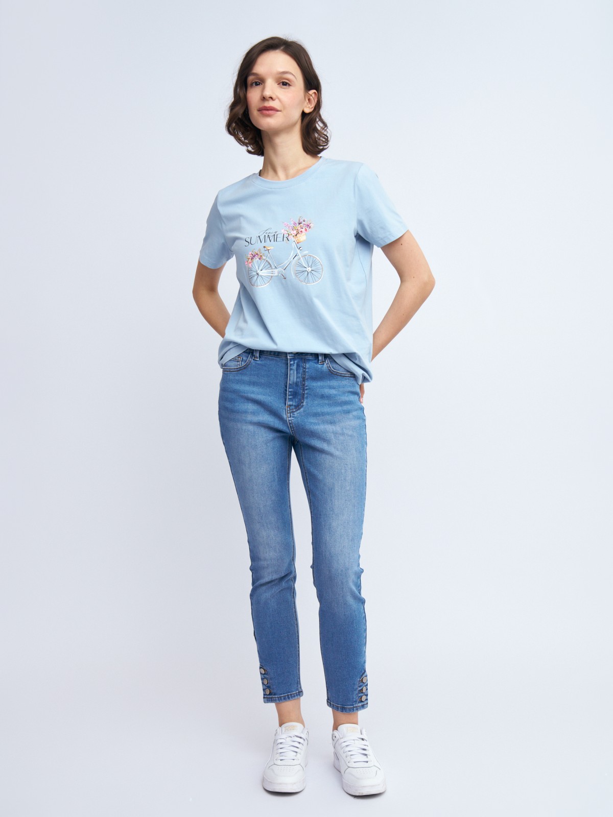 Джинсы силуэта Skinny с пуговицами