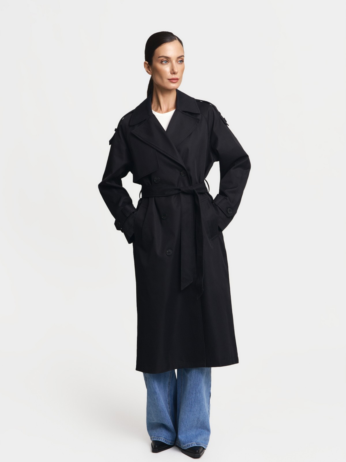 Двубортный тренчкот с поясом