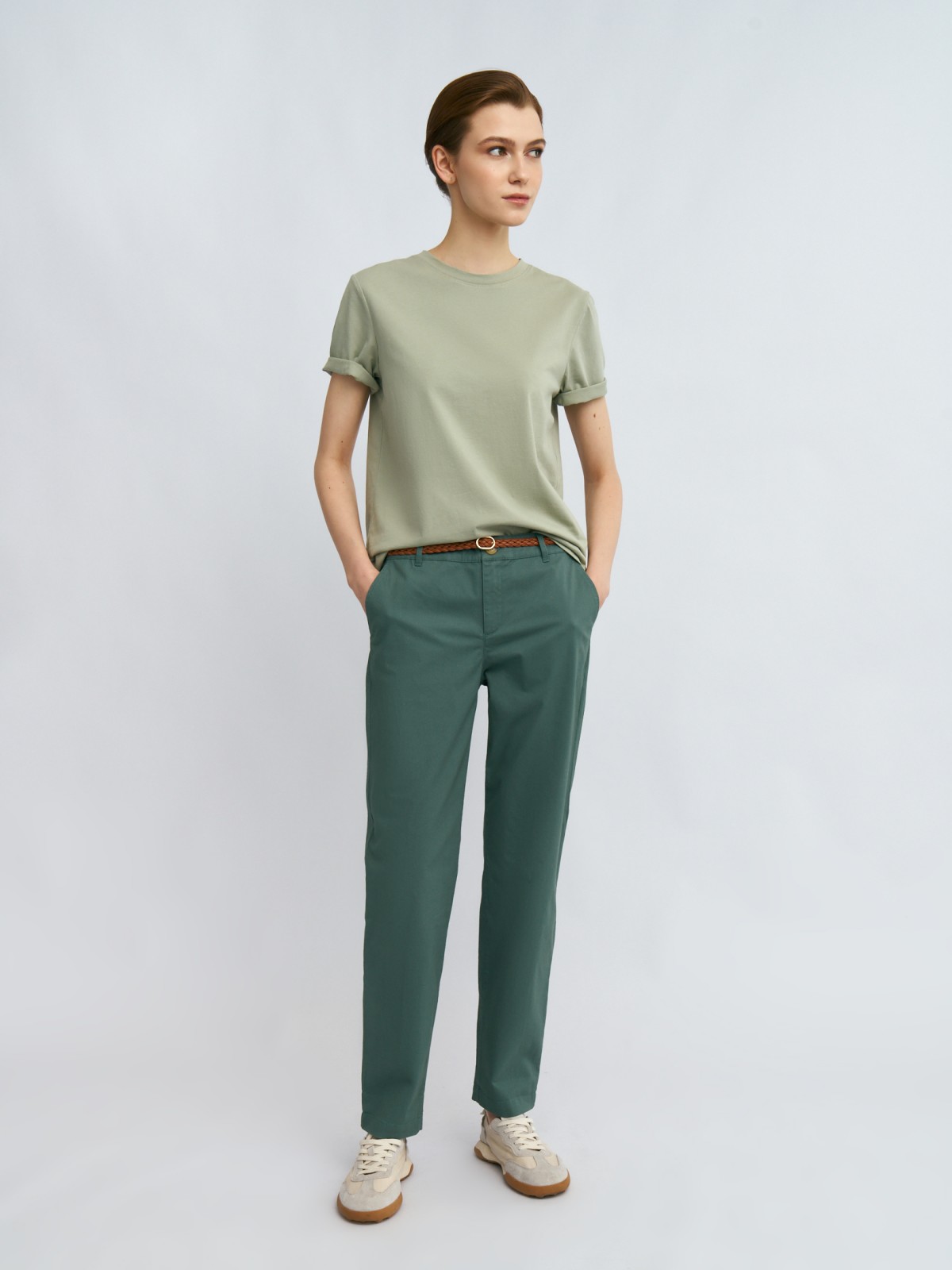 Брюки-чинос из хлопка с ремешком