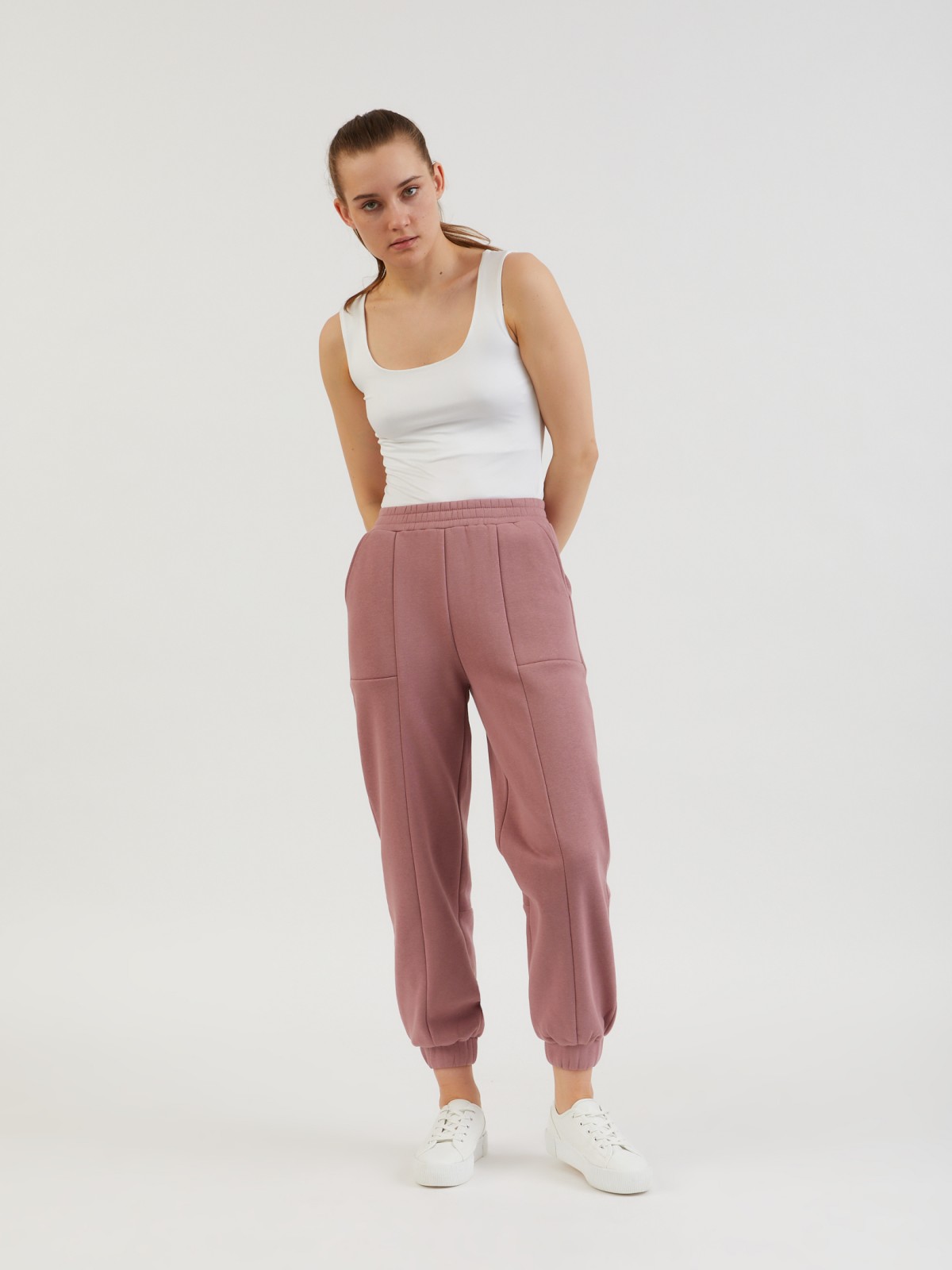 Трикотажные брюки-джоггеры zolla 22132732L321, цвет розовый, размер XS - фото 4