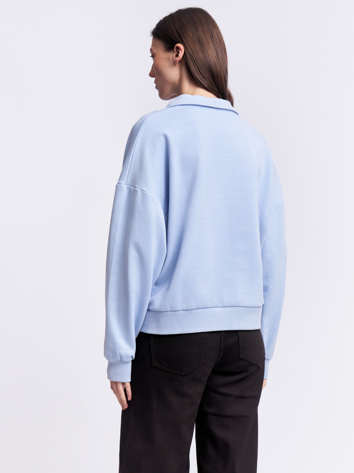 Свитшот из хлопка с отложным воротником