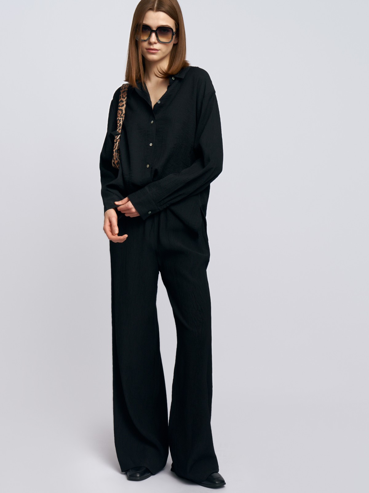 Прямые брюки на резинке с кулиской