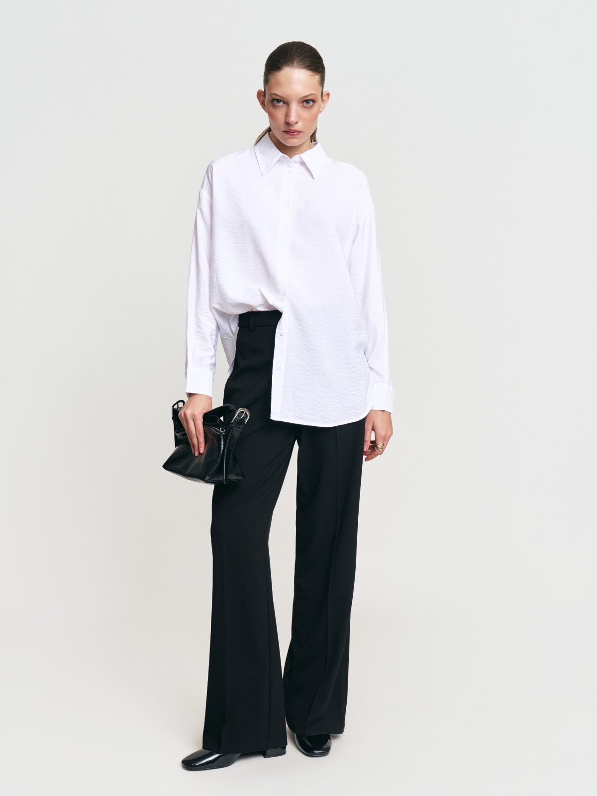 Рубашка из фактурной ткани с длинным рукавом