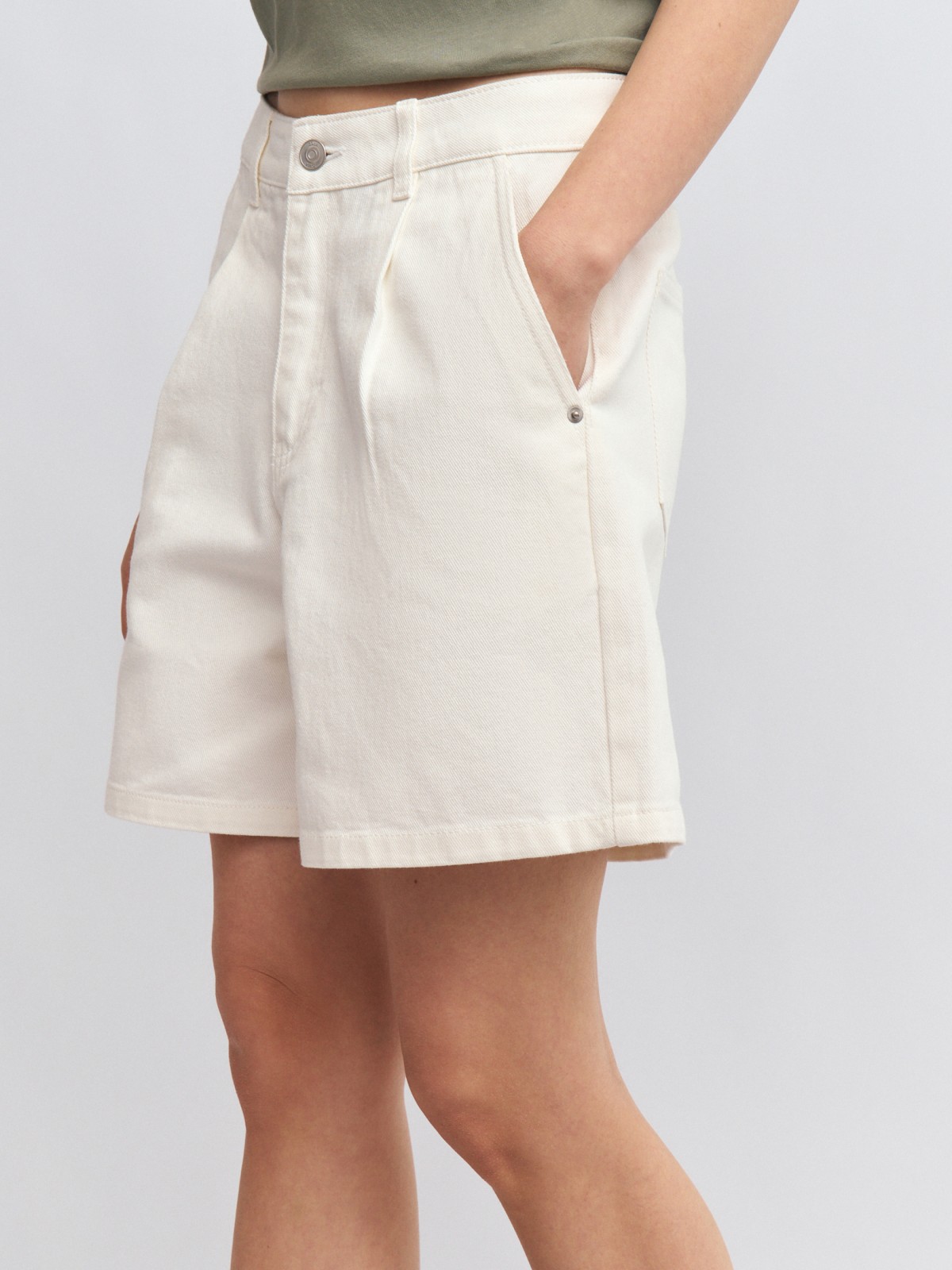 Джинсовые удлинённые шорты-бермуды