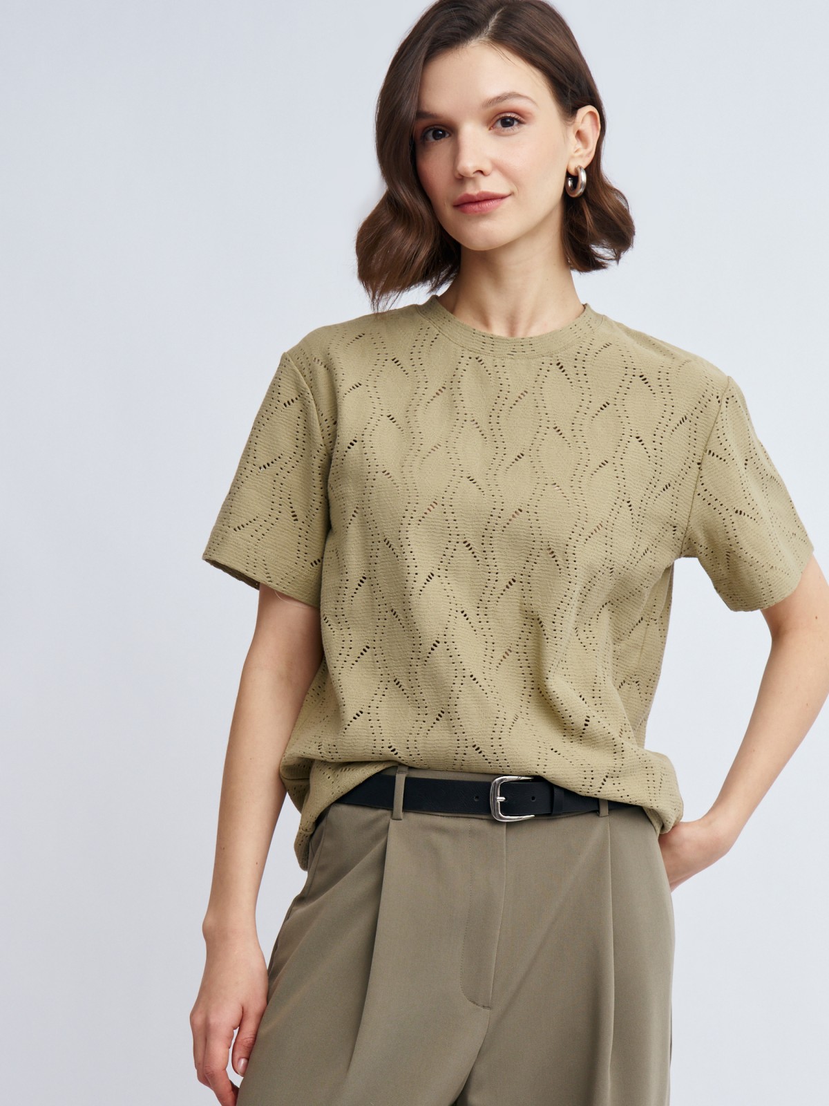 Ажурная футболка из хлопка