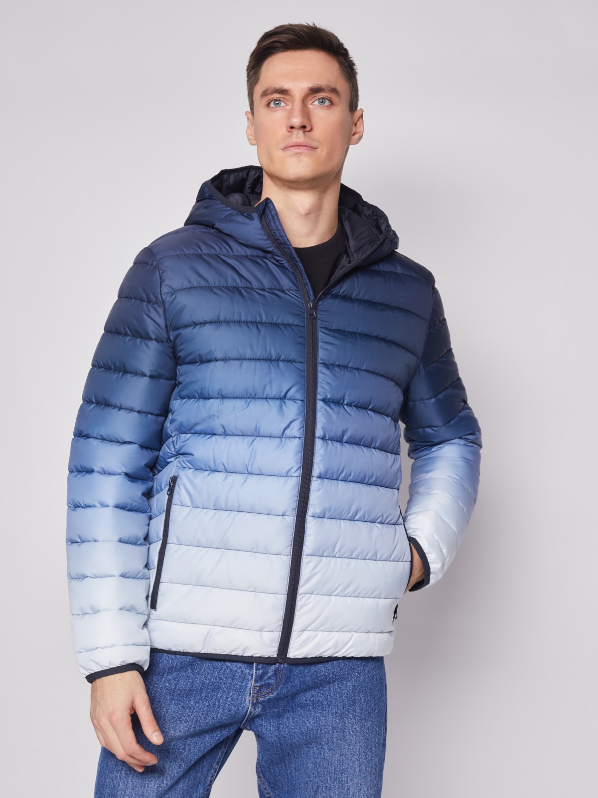 Утеплённая куртка с капюшоном zolla 012125102104, цвет голубой, размер M - фото 2