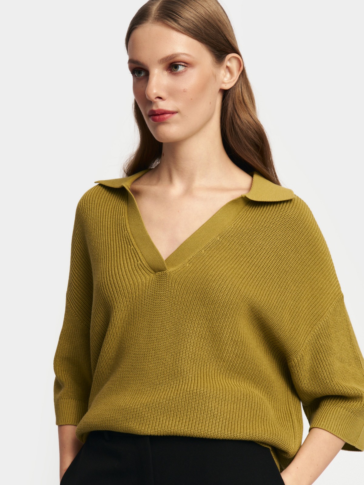 Трикотажный джемпер поло с коротким рукавом