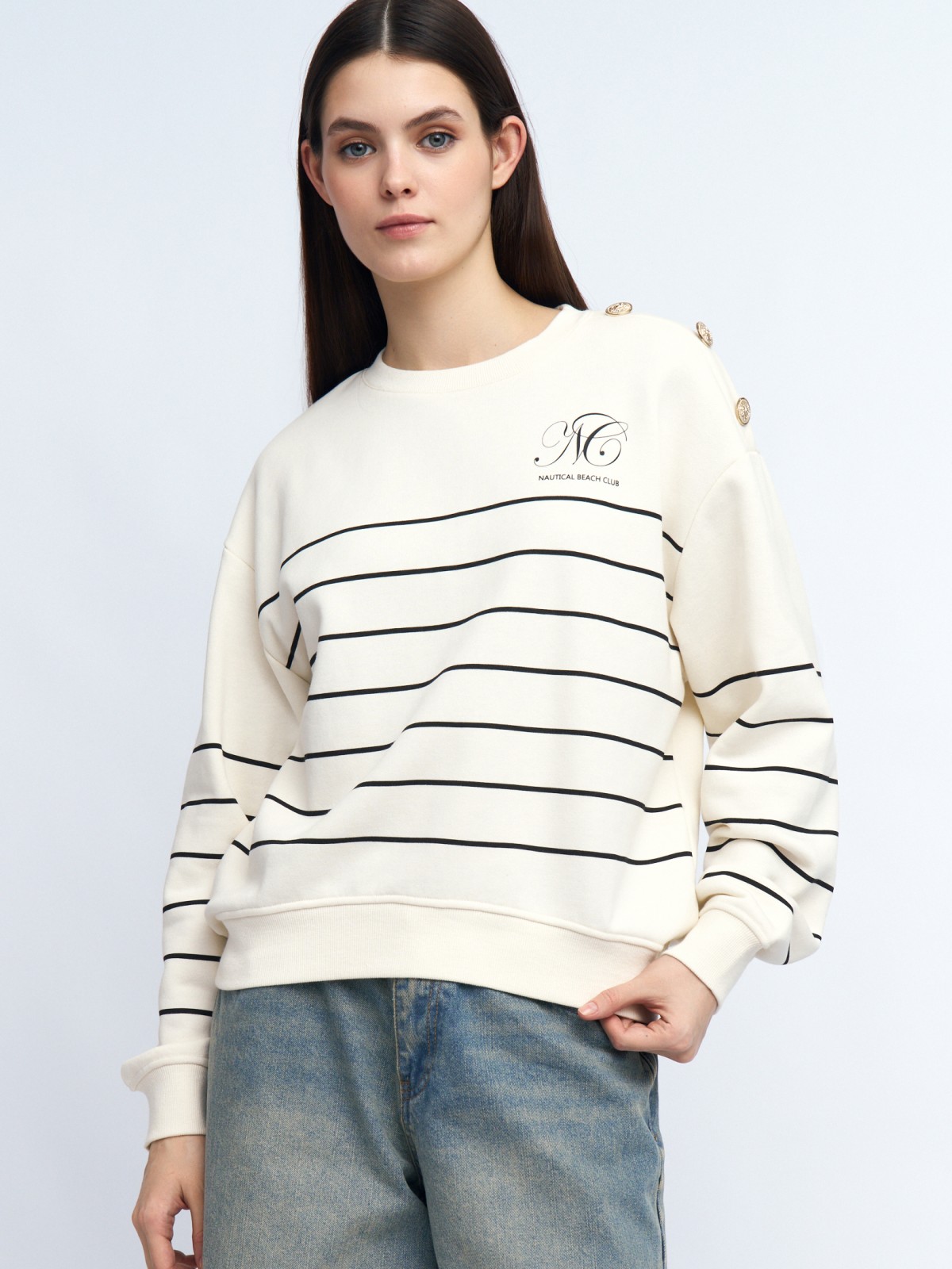 Трикотажный свитшот в полоску