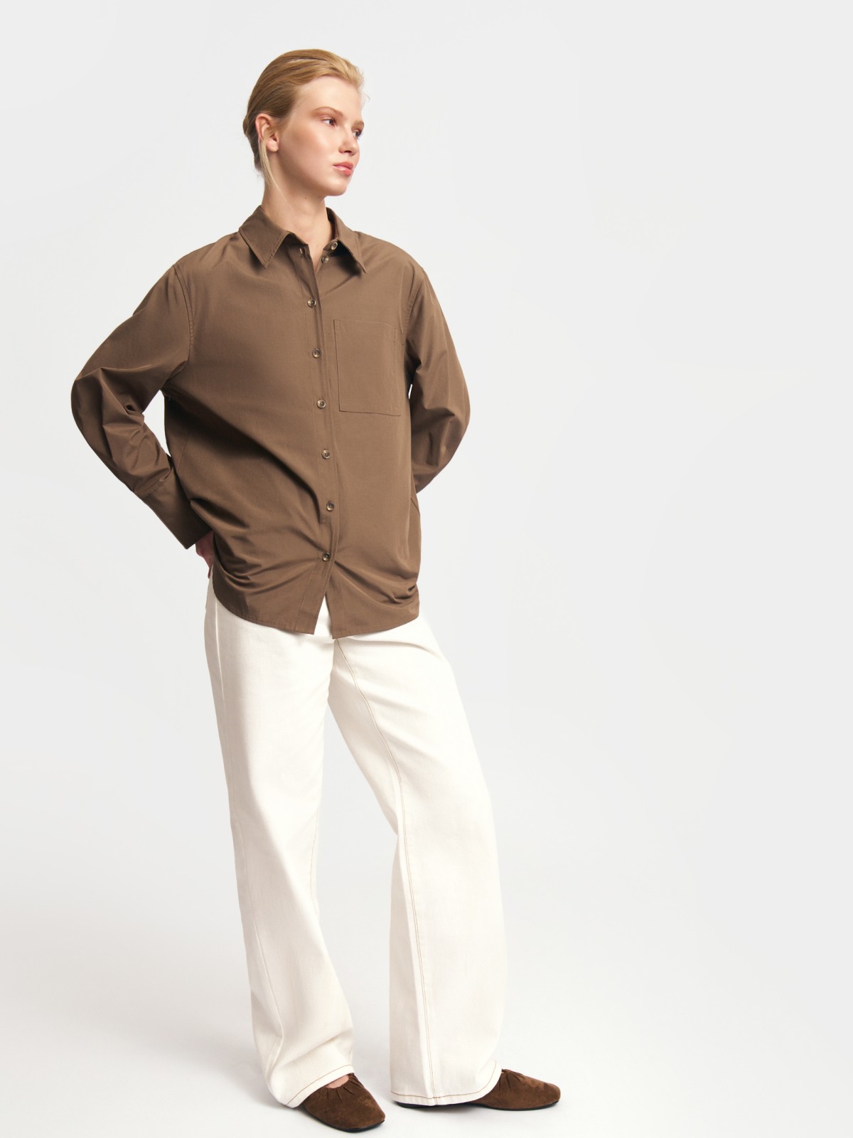 Рубашка прямого фасона с длинным рукавом