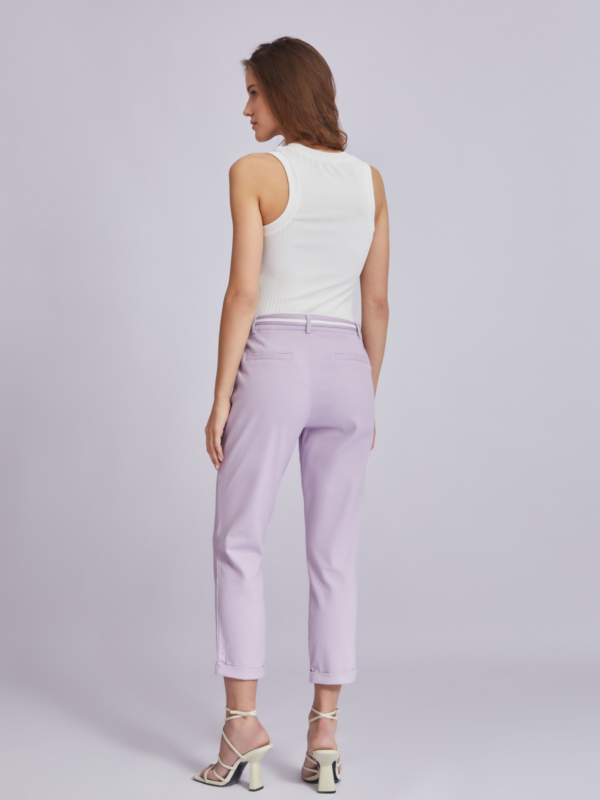 Укороченные брюки-чинос с ремнём zolla 02323747Z012, цвет лиловый, размер XS - фото 6