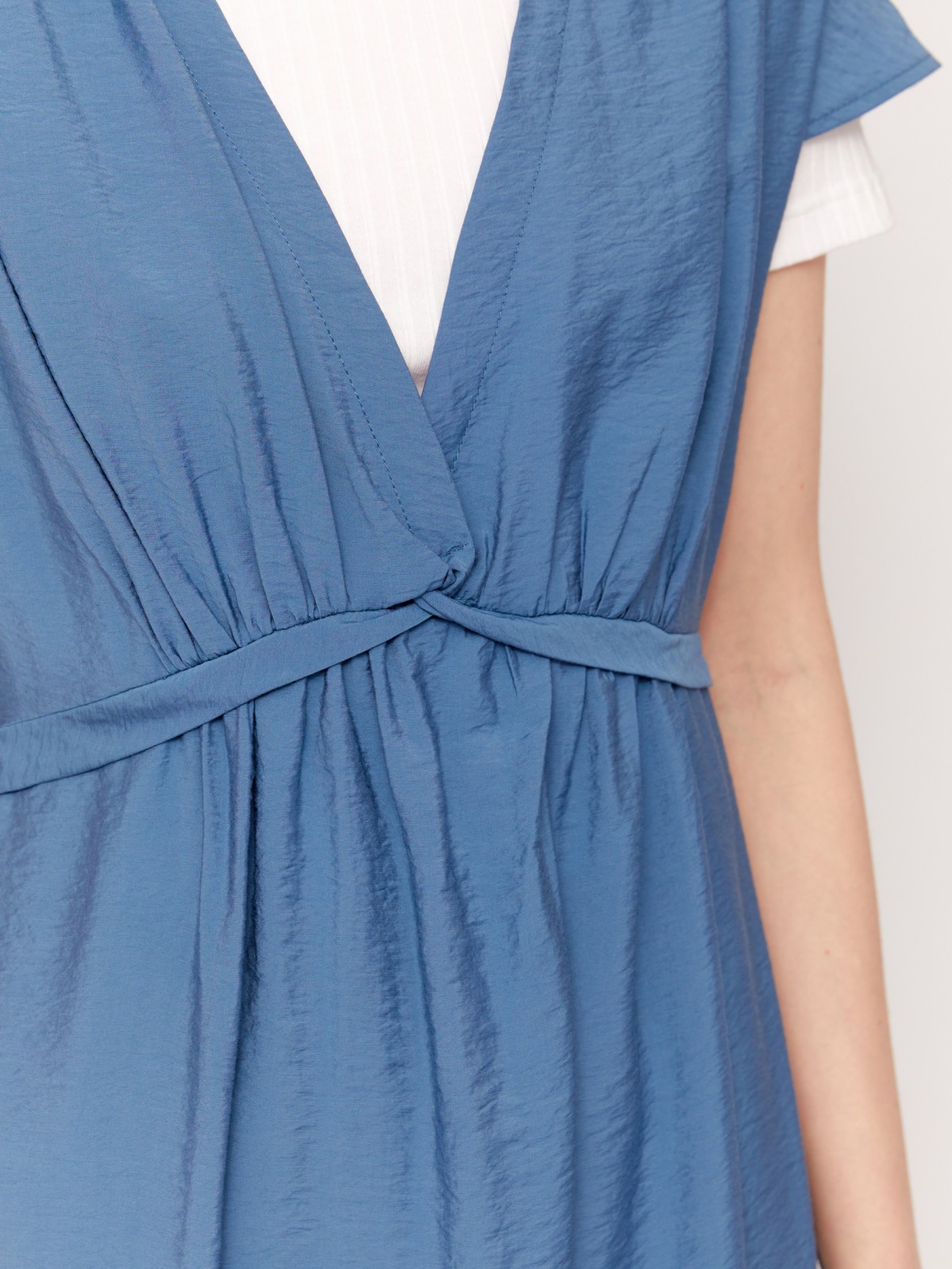Платье мини на резинке с коротким рукавом zolla 02424820L733, цвет голубой, размер L - фото 3