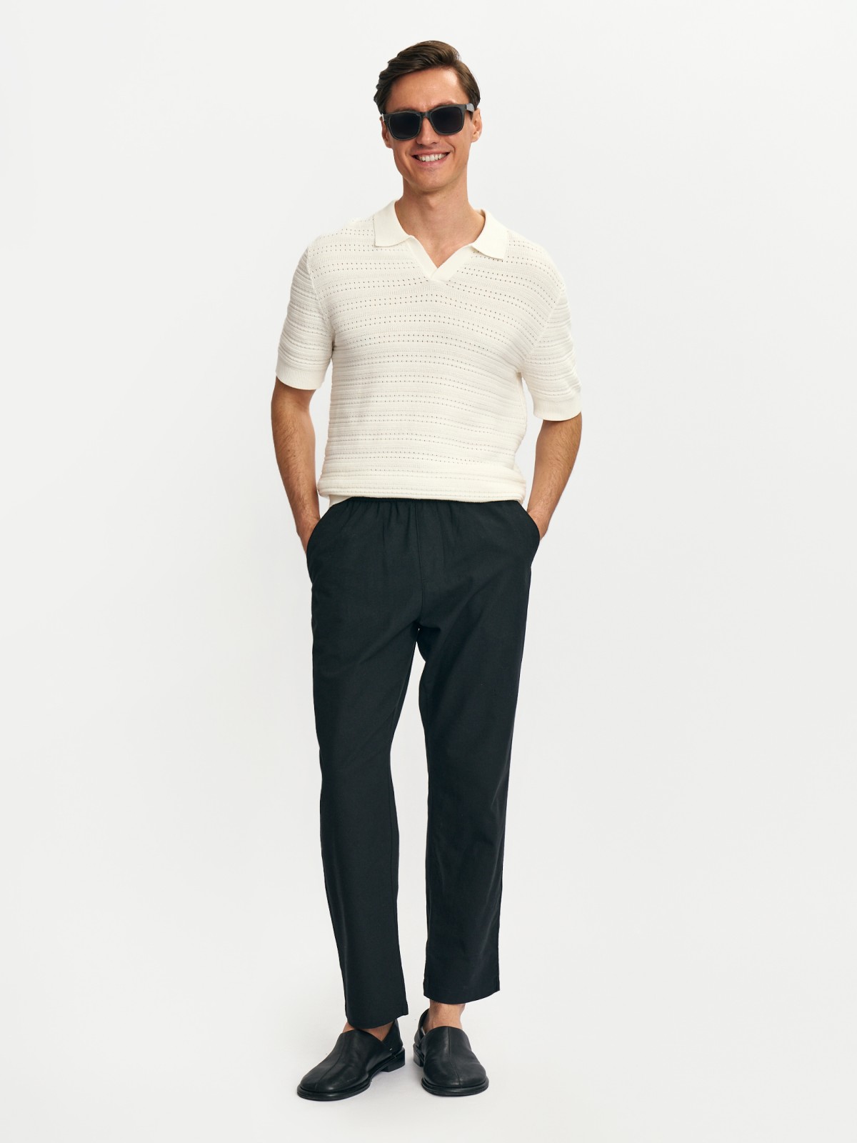 Вязаная футболка поло из хлопка