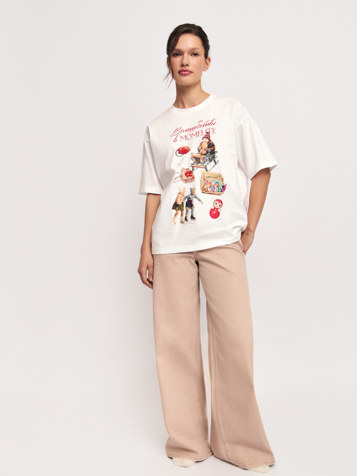 Футболка из хлопка с новогодним принтом