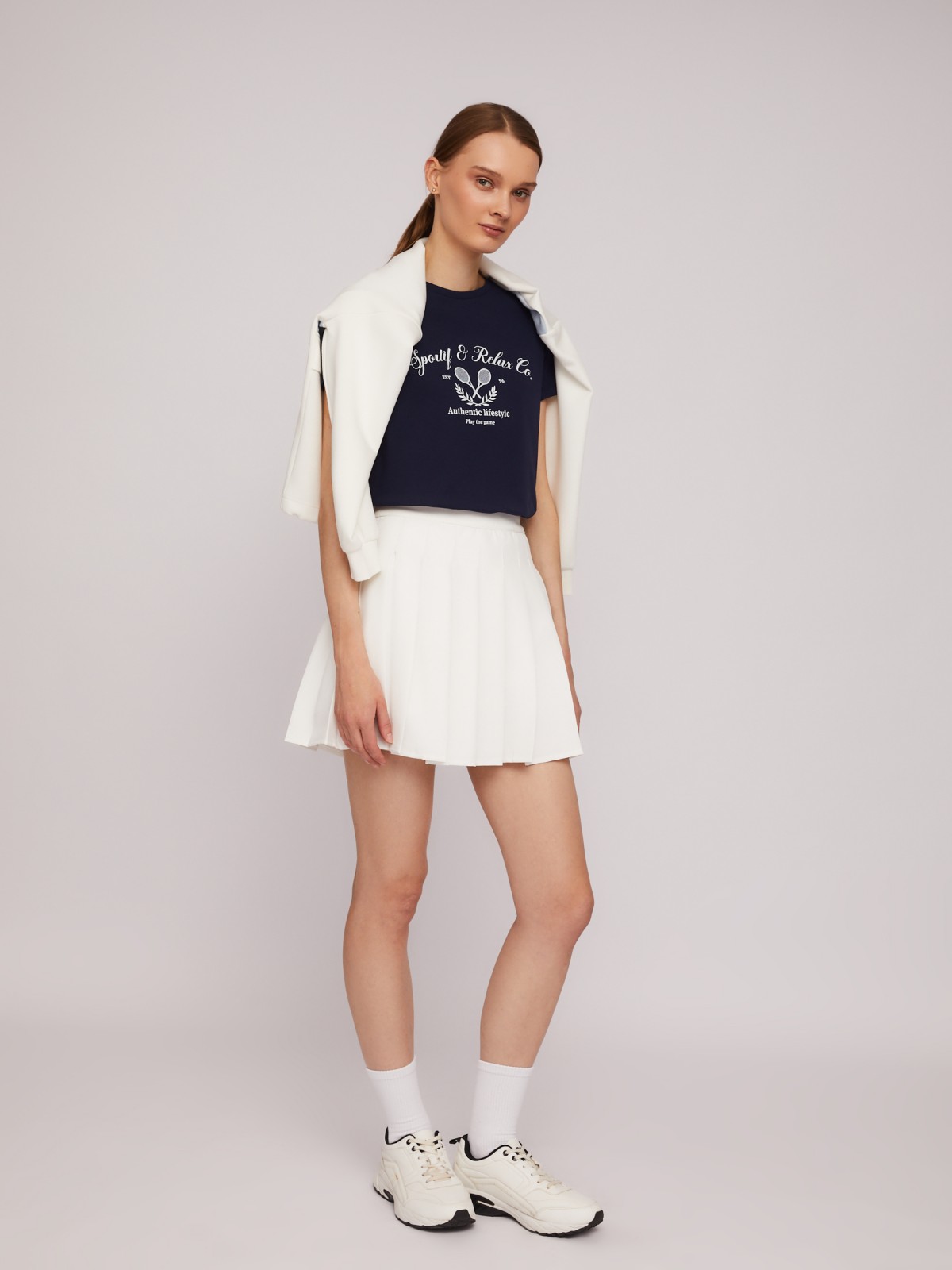 Футболка из хлопка с коротким рукавом и принтом