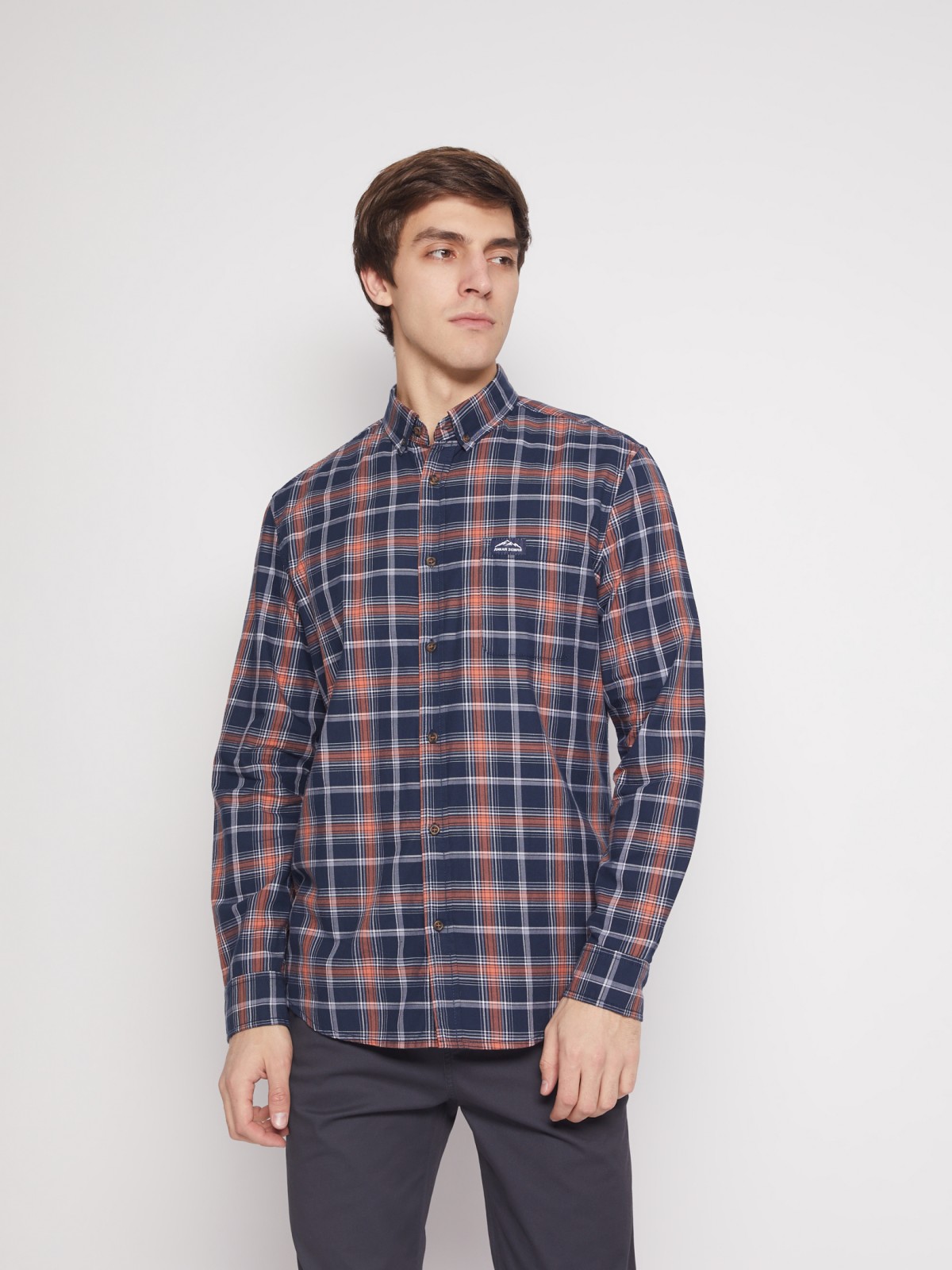 Рубашка в клетку с длинным рукавом