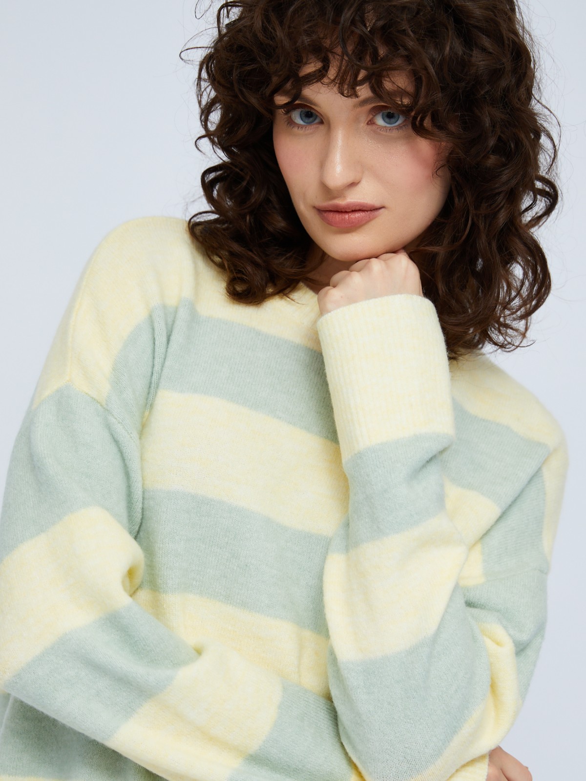 Вязаный джемпер в полоску с длинным рукавом