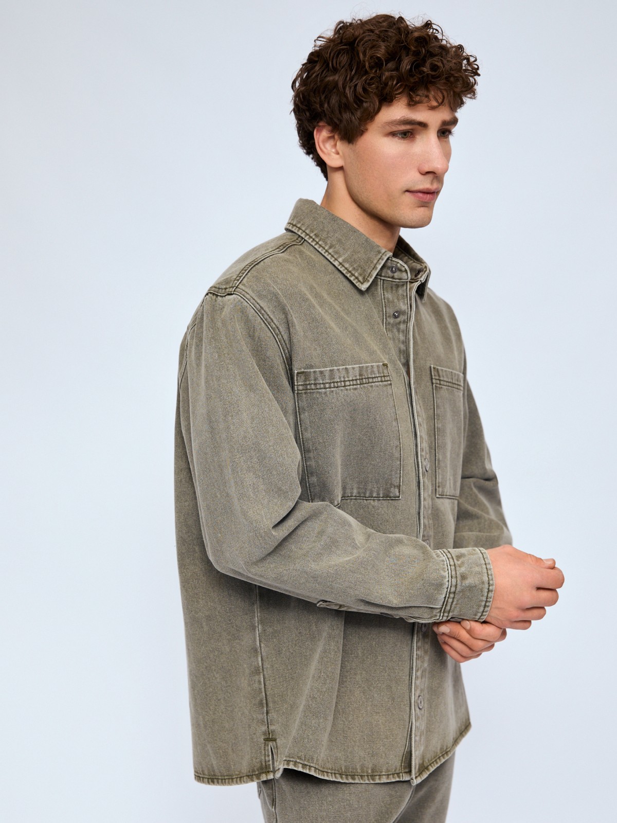 Джинсовая куртка-рубашка из хлопка на кнопках