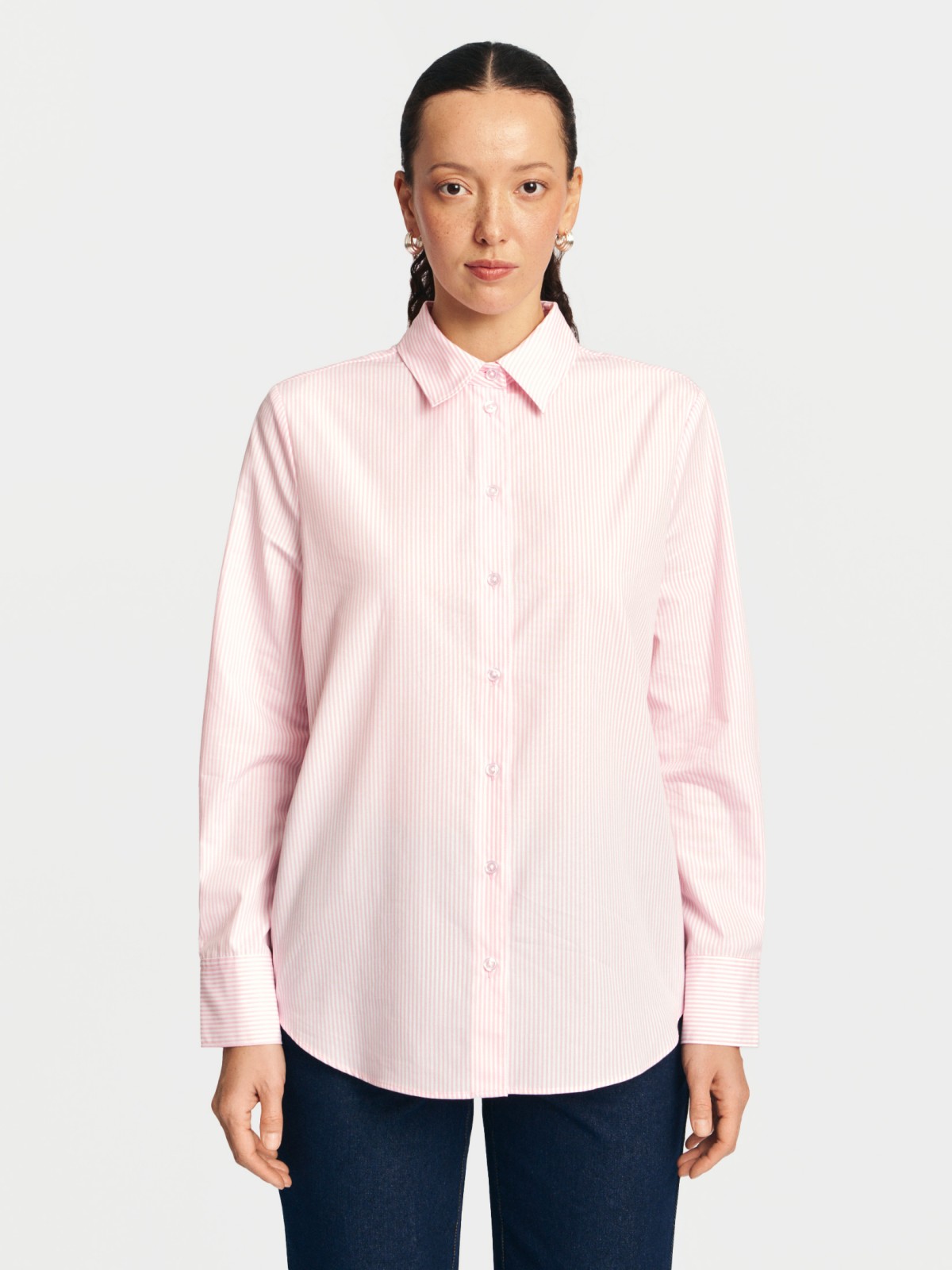 Рубашка прямого силуэта в полоску