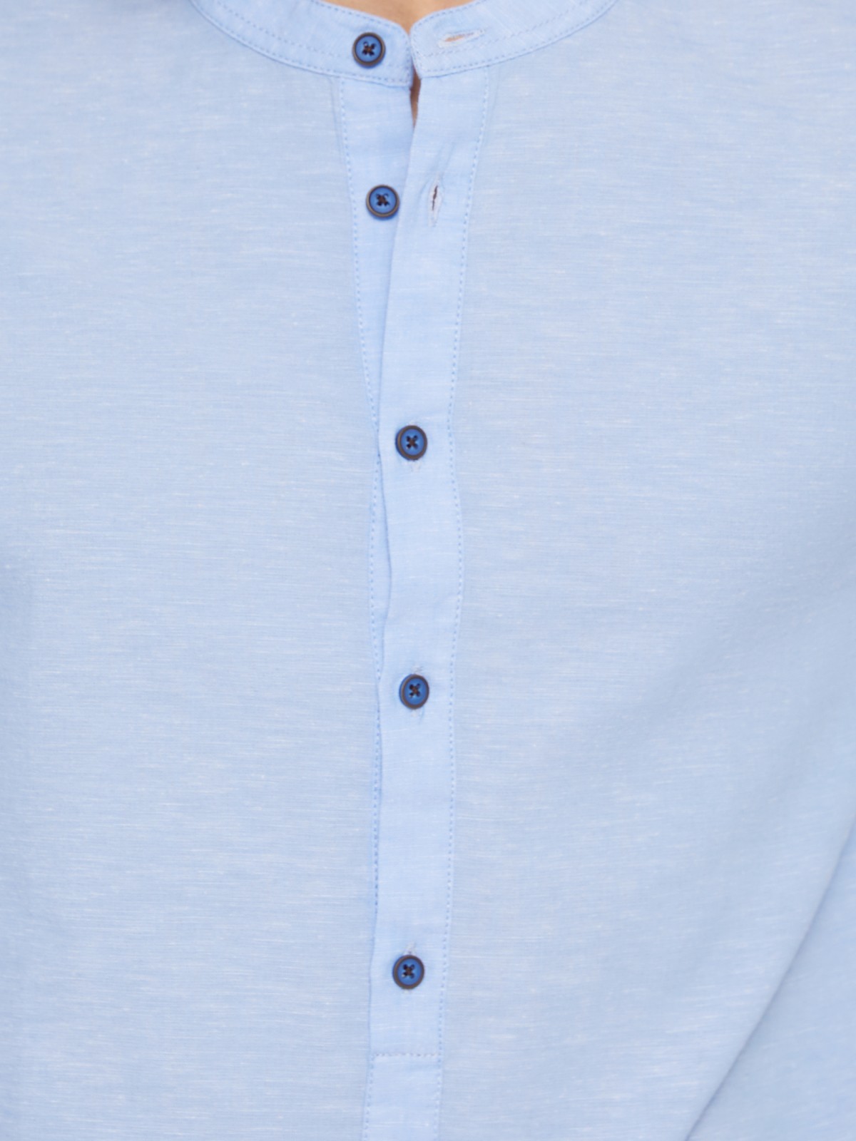 Льняная рубашка прямого силуэта zolla 014222162013, цвет светло-голубой, размер L - фото 4