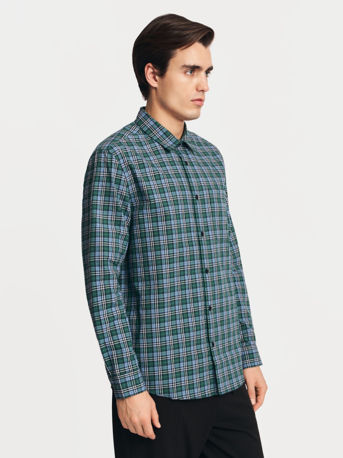 Рубашка в клетку с длинным рукавом