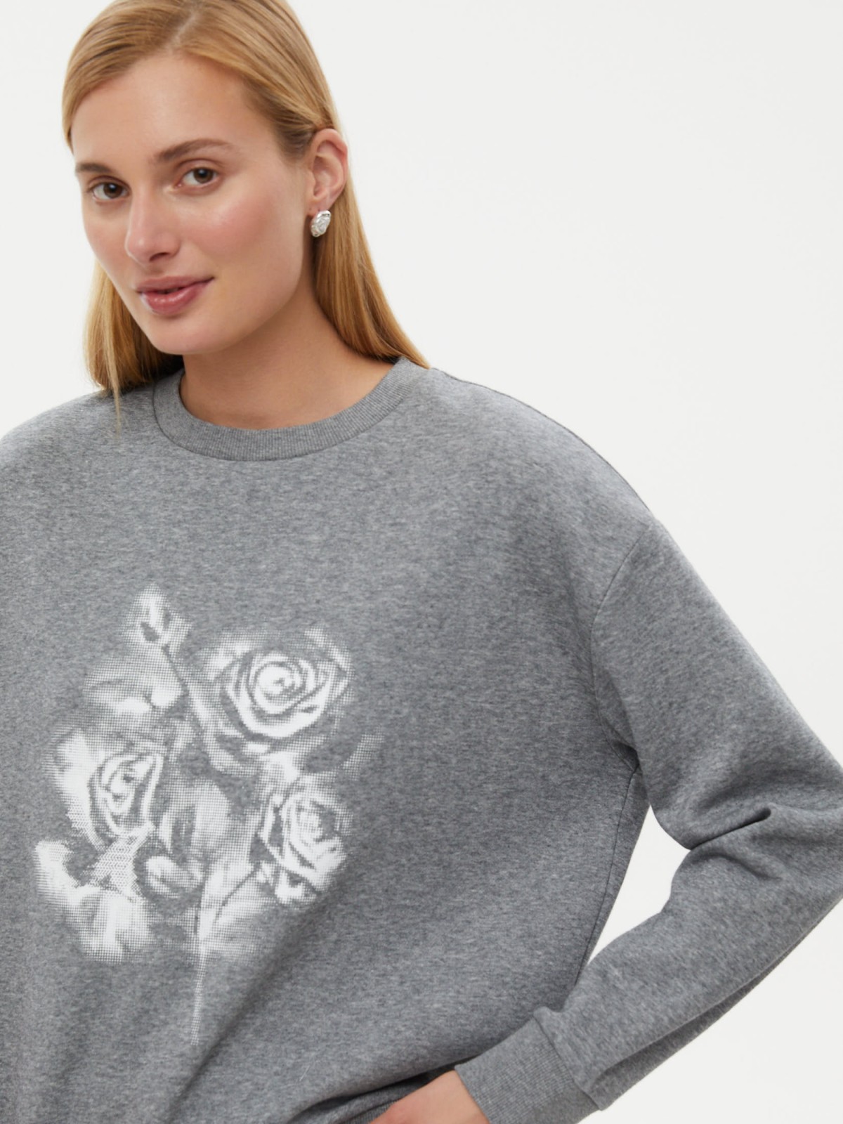 Утеплённый свитшот с начёсом и принтом