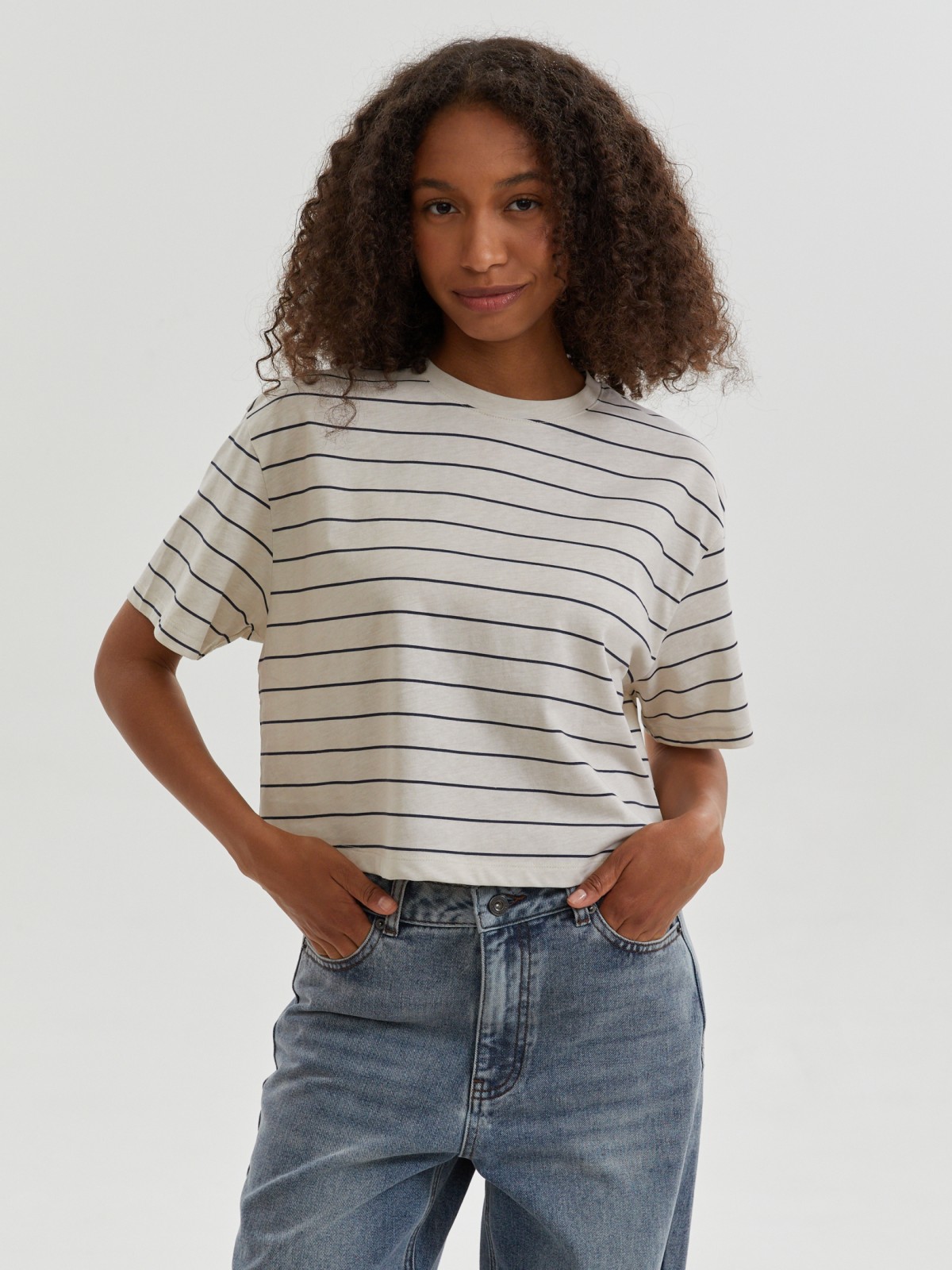 Футболка-топ из хлопка в полоску