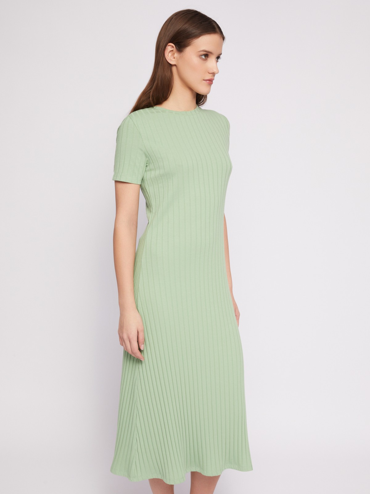Платье-футболка миди с коротким рукавом zolla N24218139133, цвет светло-зеленый, размер XS - фото 2