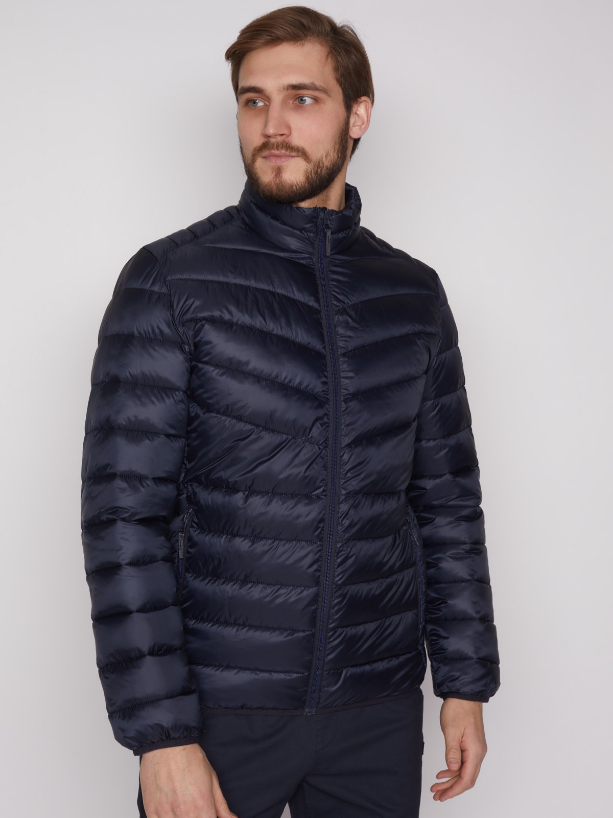 Лёгкая стёганая куртка zolla 012125102024, цвет темно-синий, размер M - фото 4