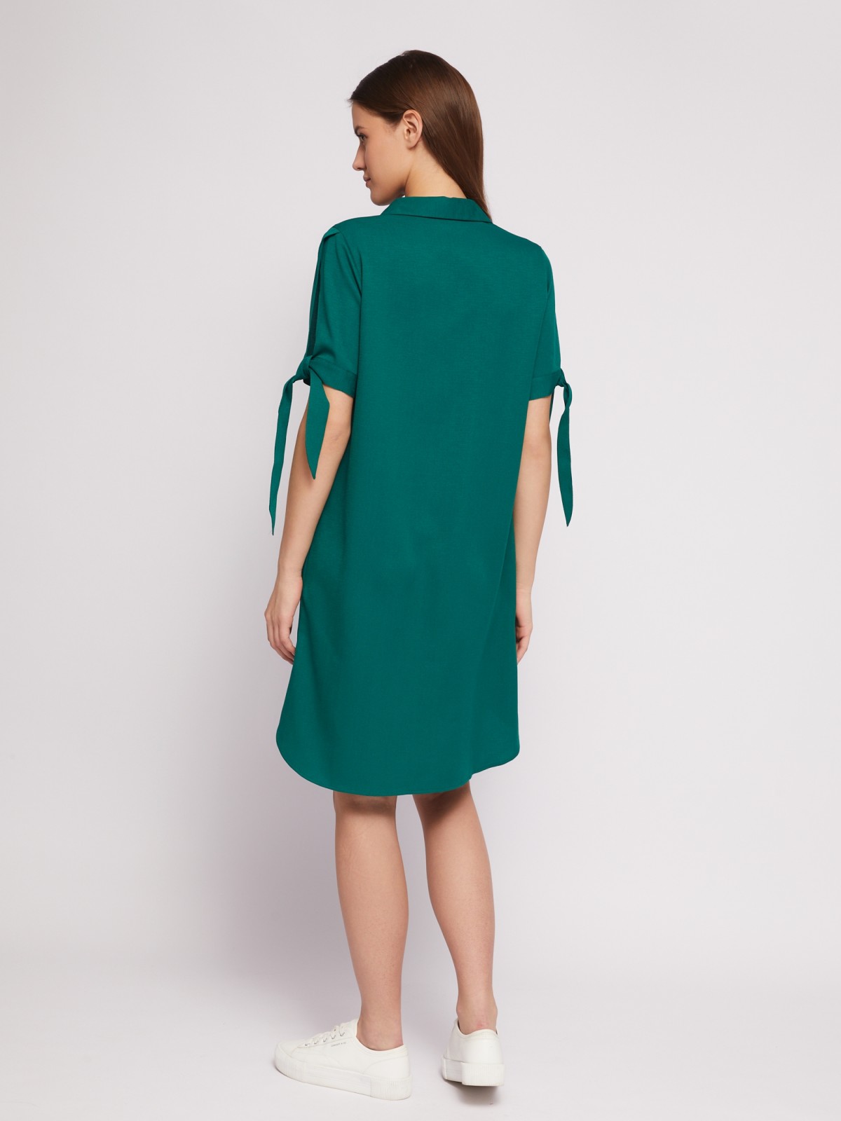 Платье-рубашка мини с акцентом на рукавах zolla 024218239333, цвет темно-зеленый, размер XXXL - фото 6