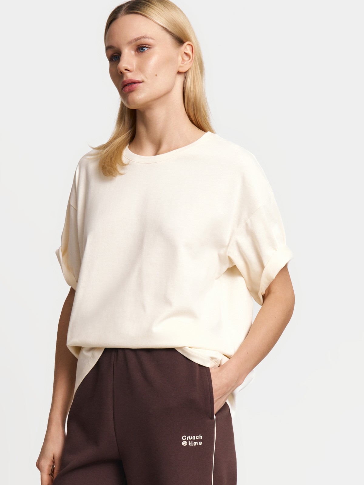 Футболка оверсайз из хлопка однотонная