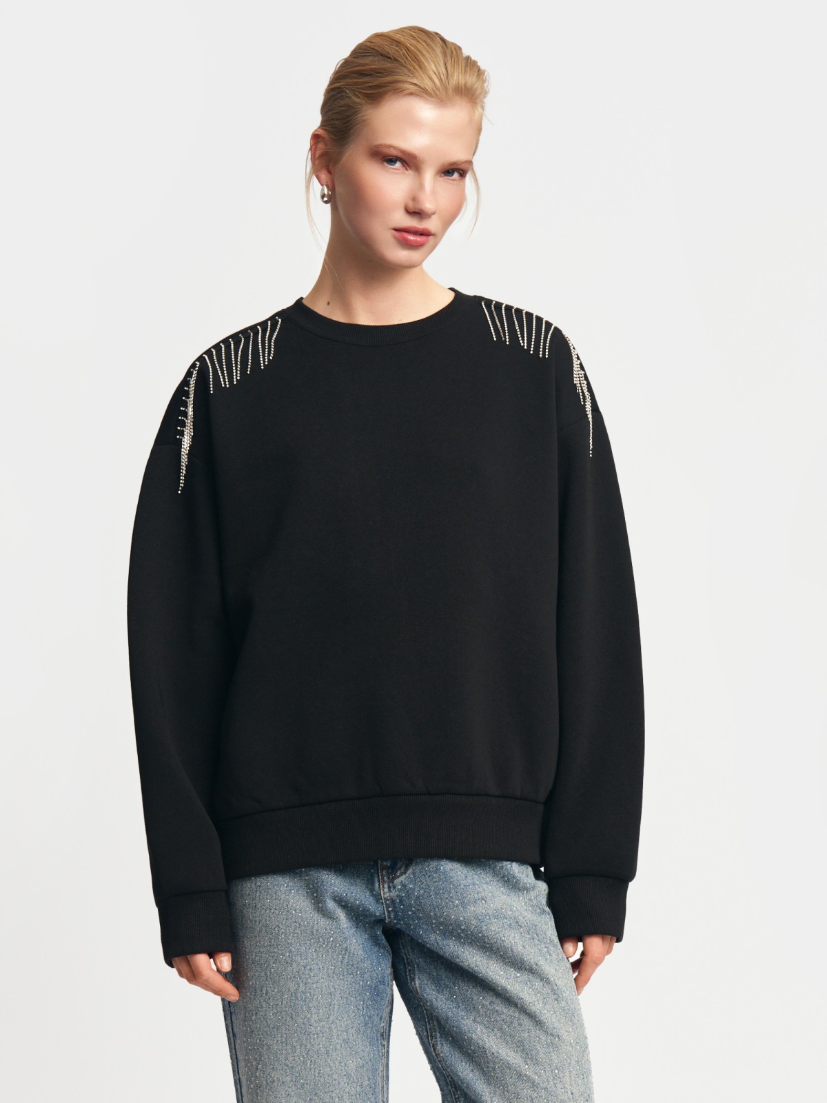 Свитшот расслабленного фасона с бахромой