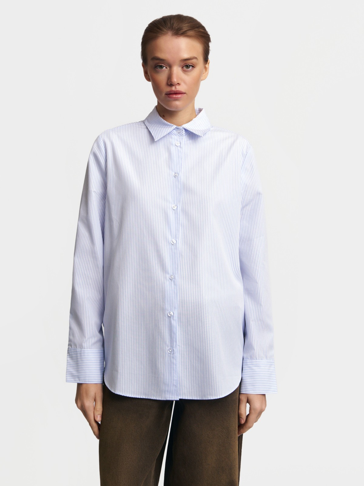Рубашка прямого силуэта в полоску