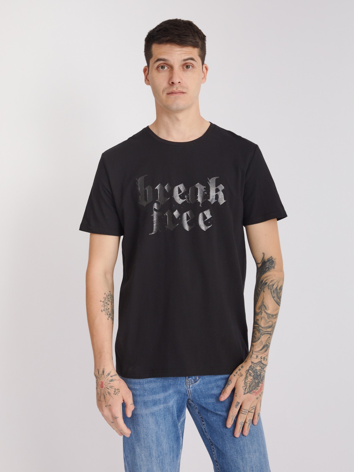 Футболка из хлопка с принтом-надписью