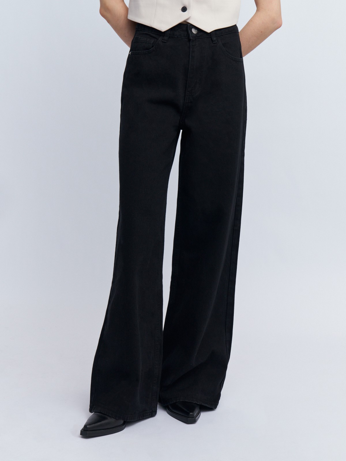 Джинсы силуэта Wide с высокой посадкой