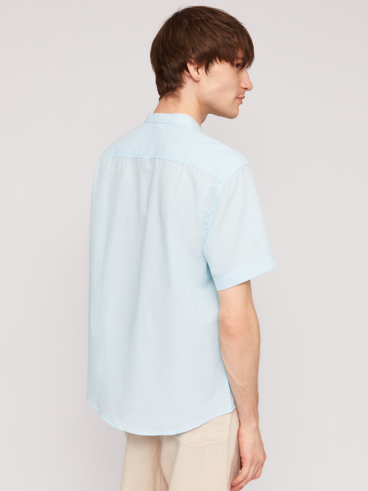 Льняная рубашка с коротким рукавом