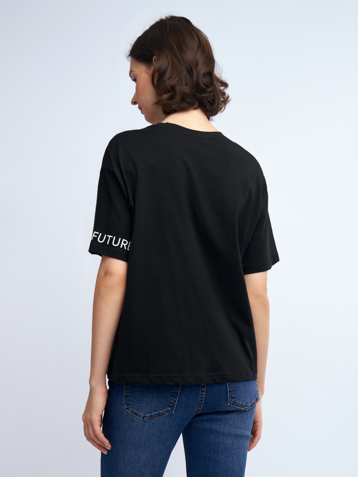 Футболка из хлопка с принтом-надписью