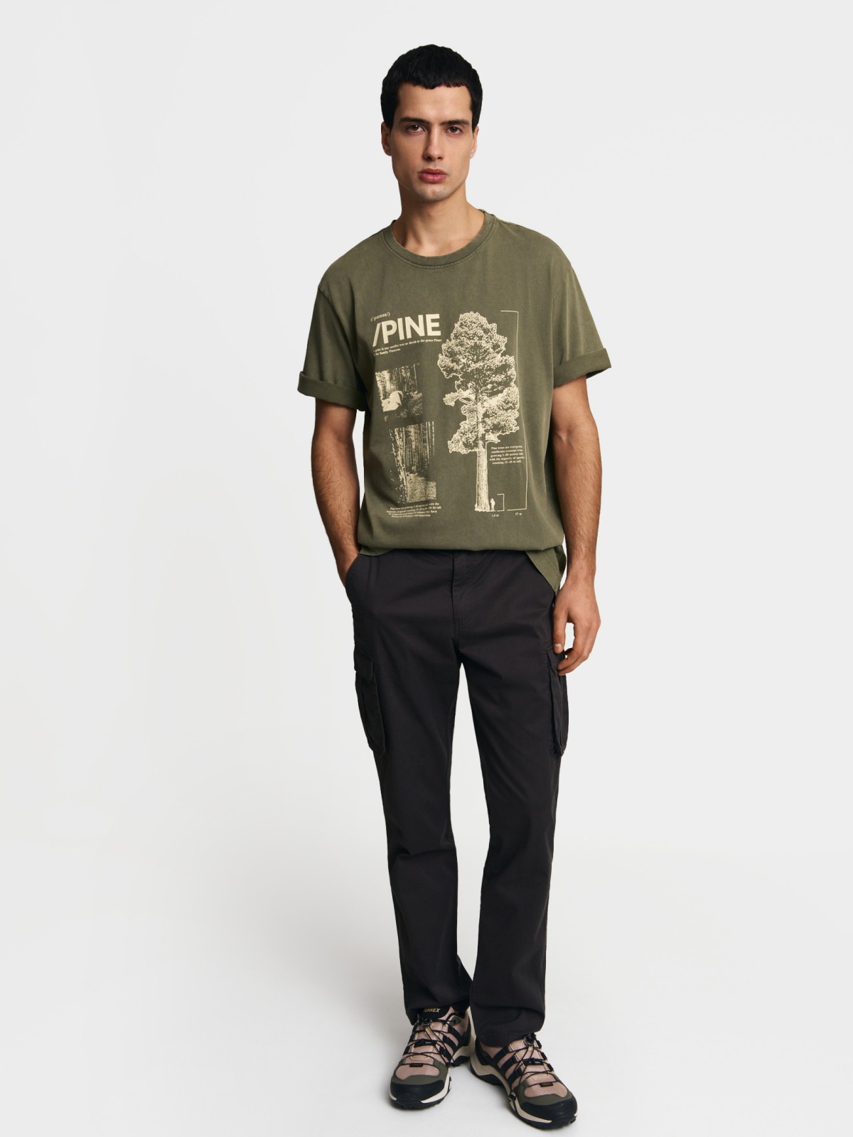 Брюки из хлопка с карманами карго и ремнём