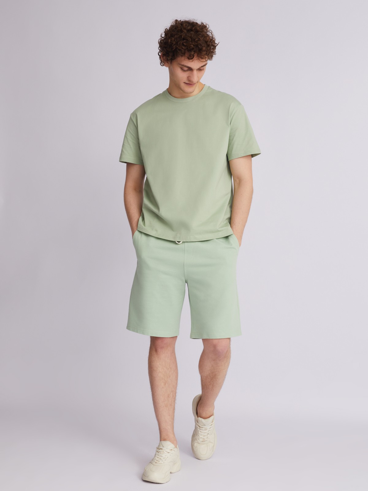 Трикотажные шорты из хлопка zolla 013237J0W032, цвет светло-зеленый, размер XS - фото 6