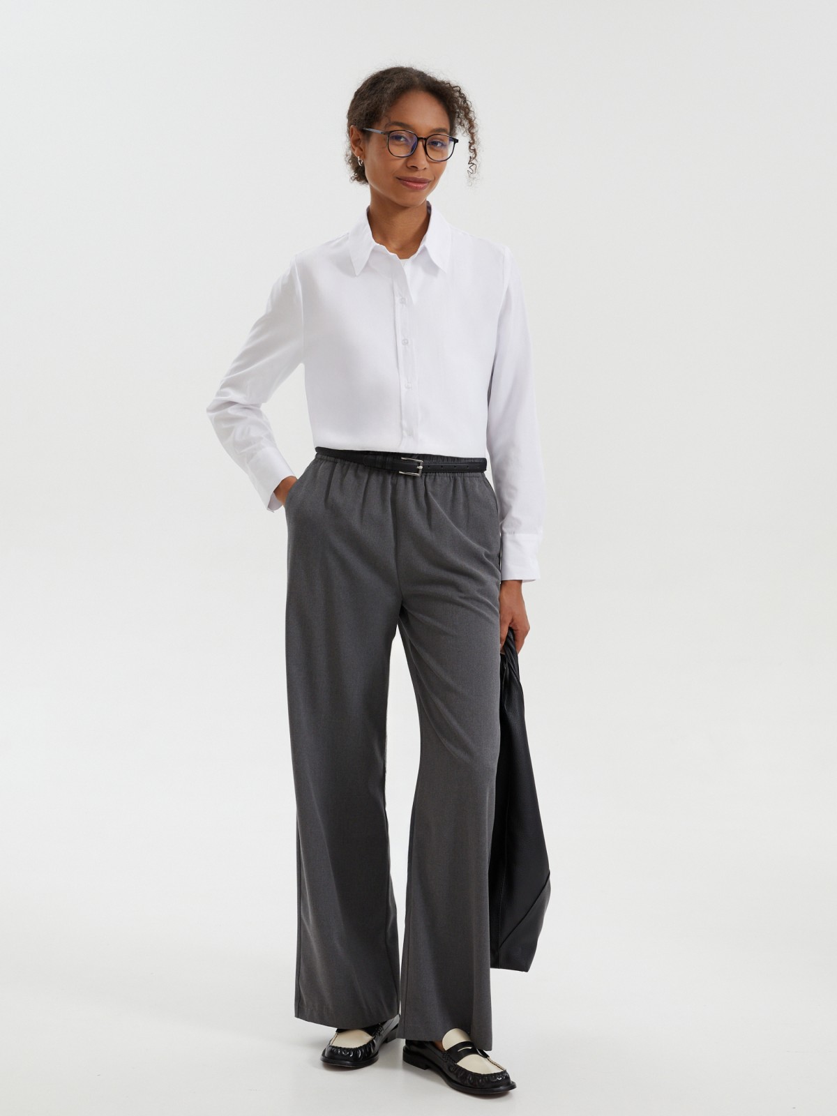 Прямые брюки на резинке с кулиской