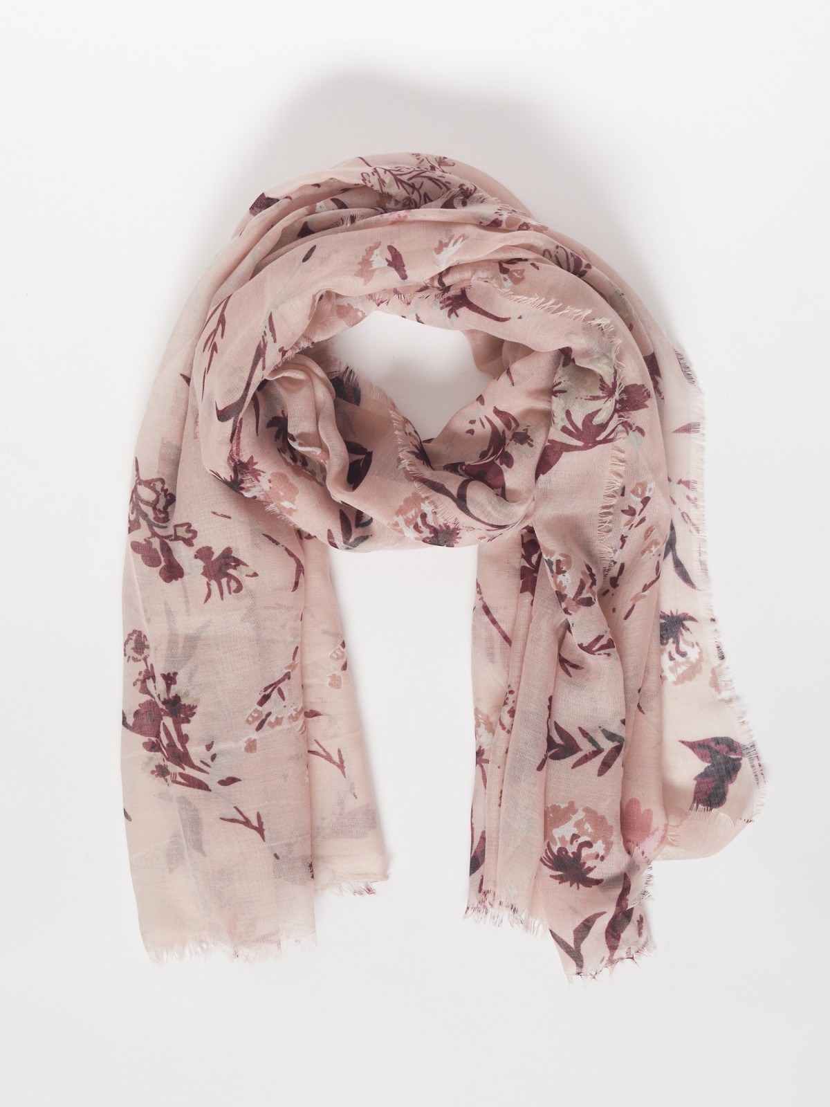 Шифоновый шарф с цветочным принтом zolla розового цвета