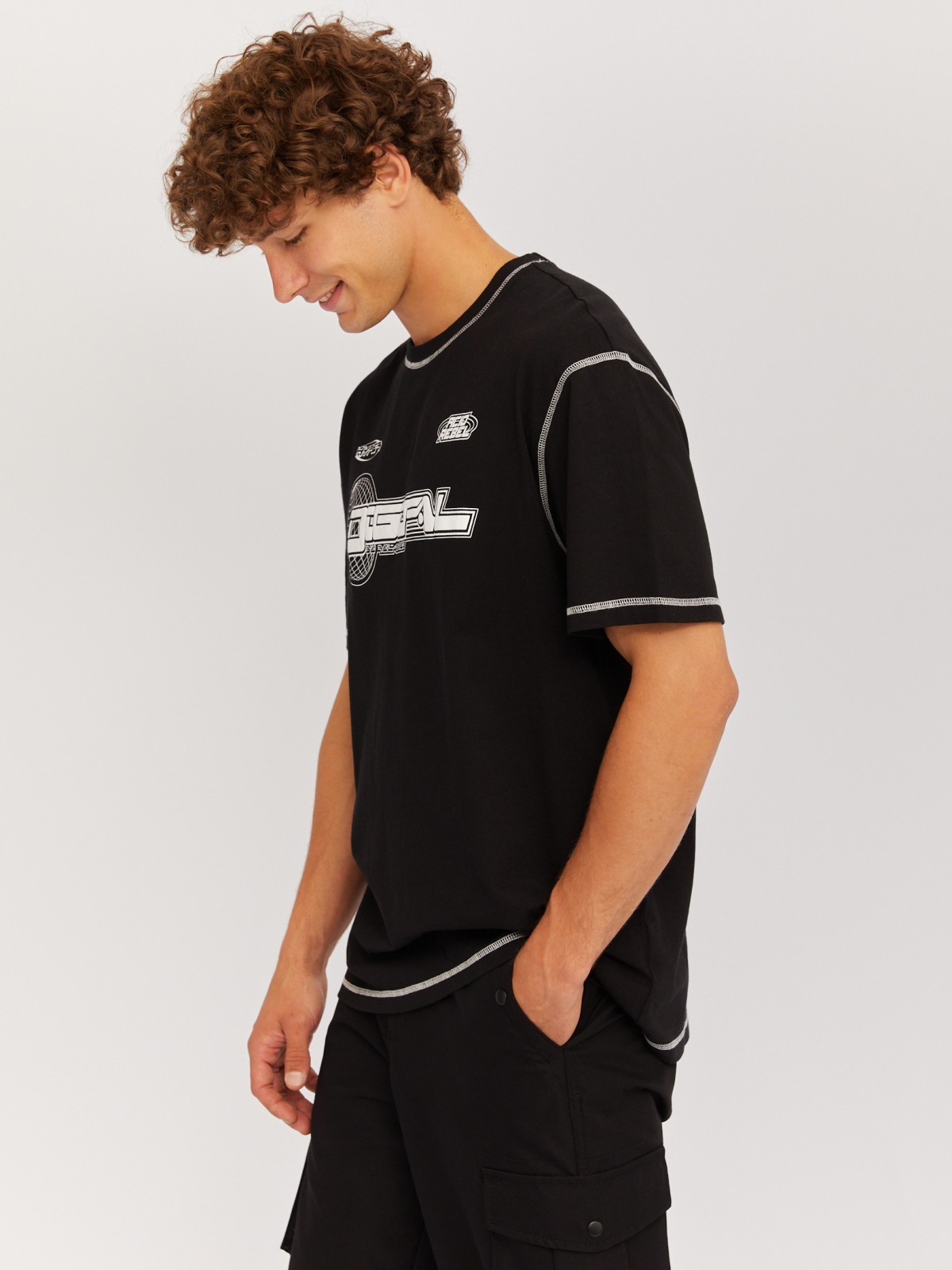 Футболка из хлопка с принтом-надписью