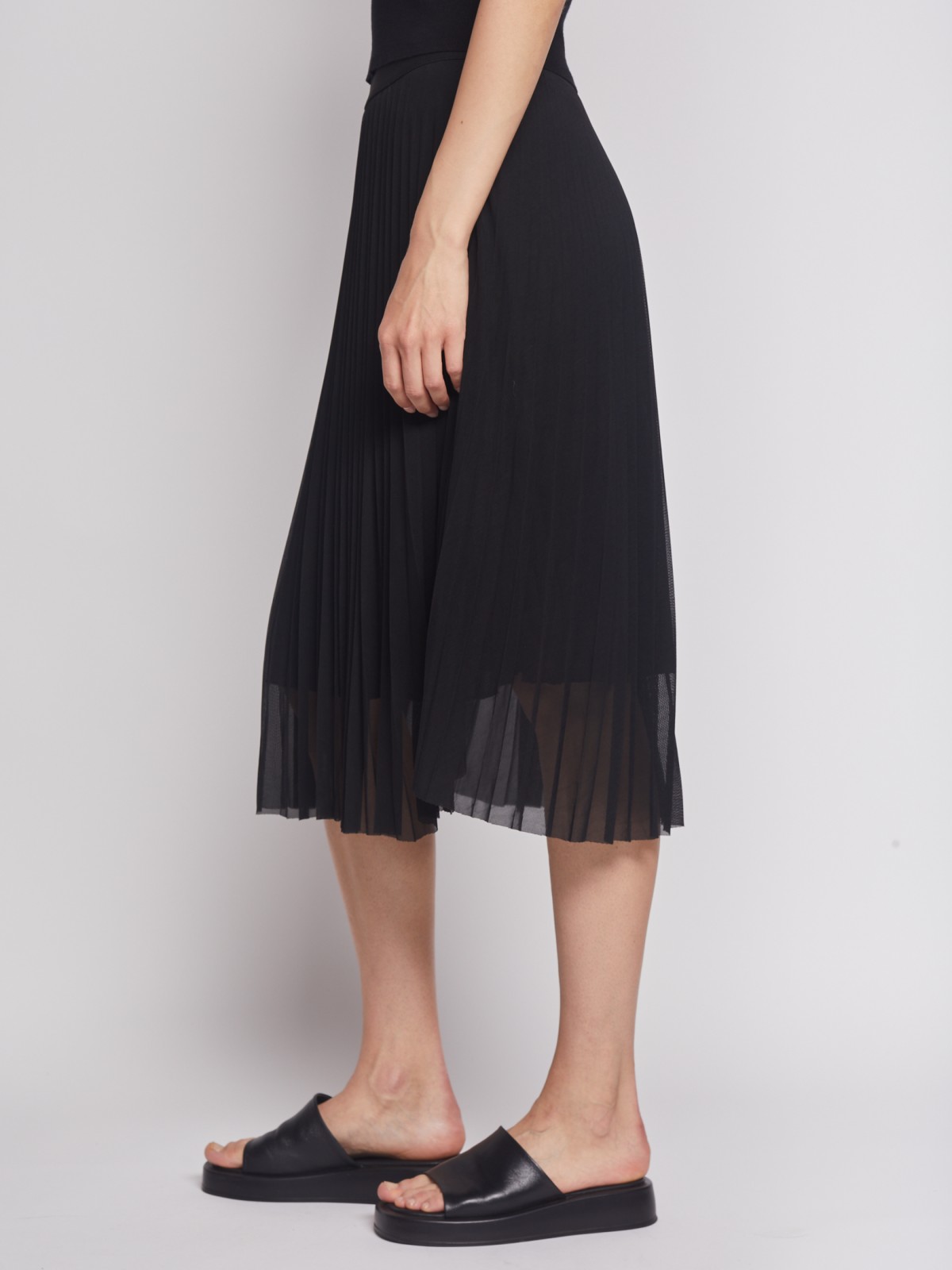 Плиссированная юбка миди zolla 02231789Y023, цвет черный, размер XS - фото 5