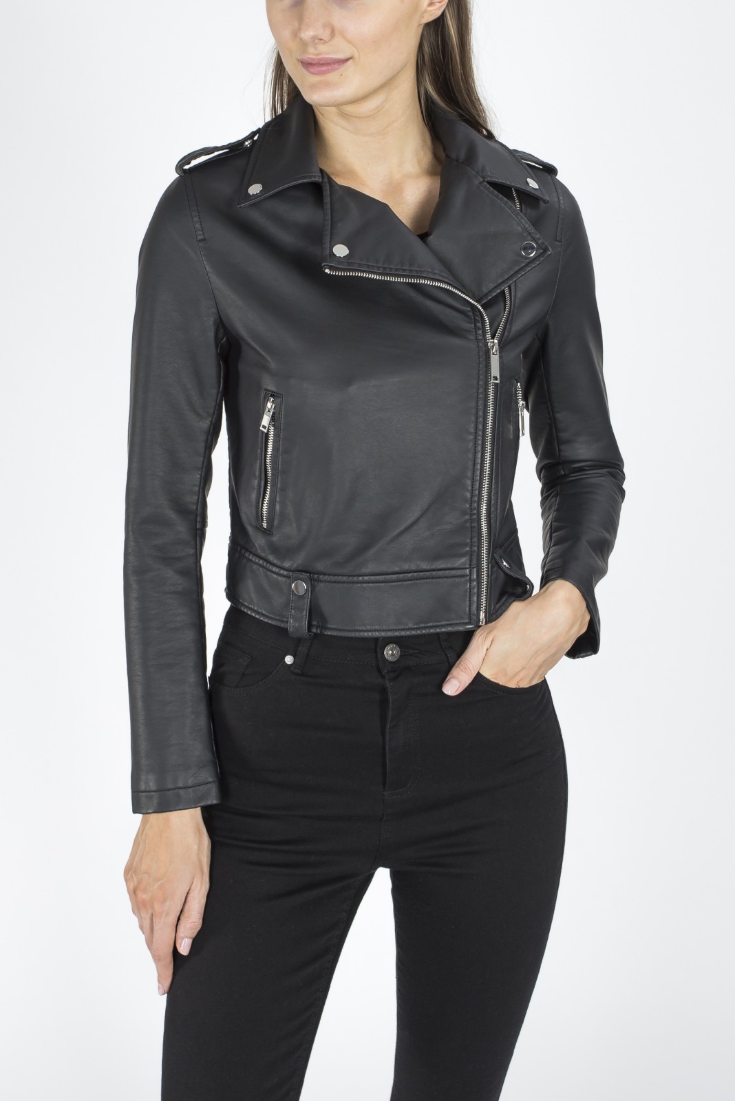 Куртка из искусственной кожи zolla 020215P18014, цвет черный, размер XS