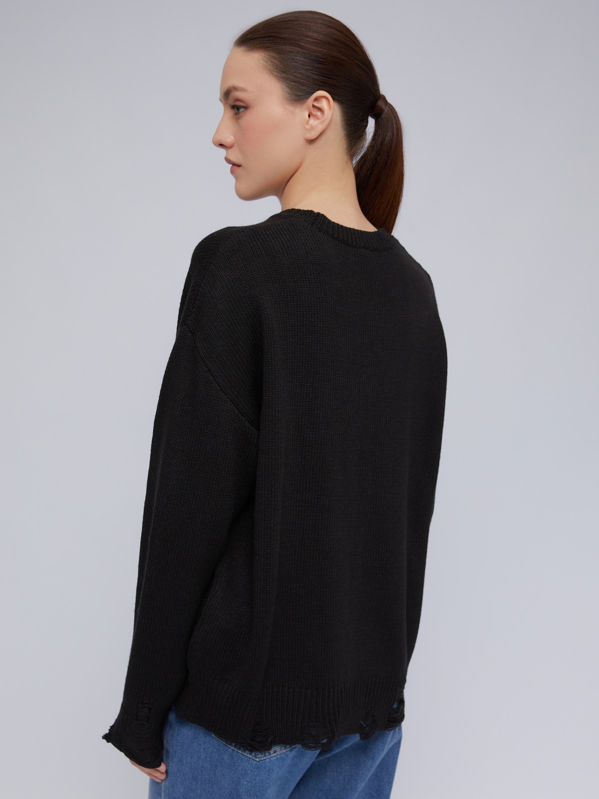 Вязаный рваный джемпер в стиле гранж