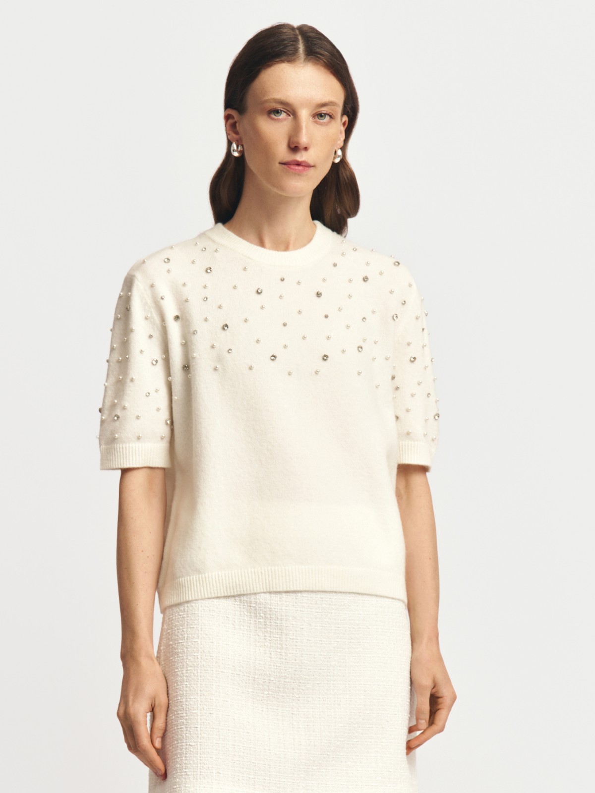 Вязаный джемпер с шерстью и декором